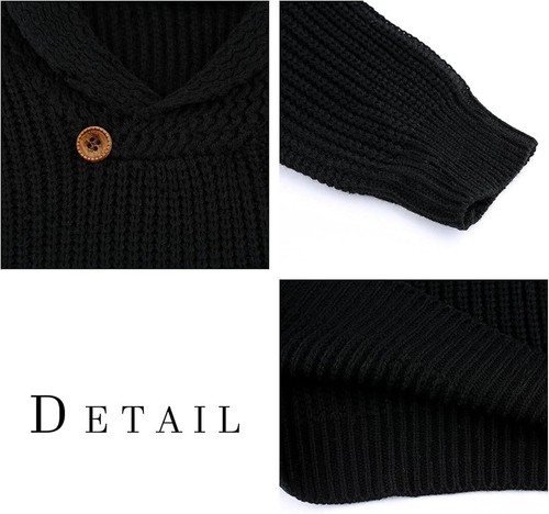 Mens Shawl Collar Jumper Fine Knit Pullover Elegant Regular Fit Sweater Knitwear - Picture 32 of 44