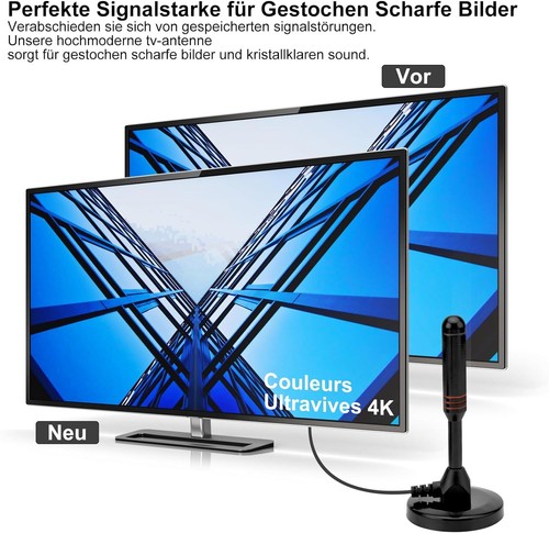 DVB-T/T2 FULL HD 4K TV terrestrisch Aktiv Antenne DAB Zimmerantenne verstärker - Bild 2 von 15