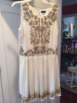 river island beaded dress River Island Silver Tassel Bardot Sequin Mini Dress