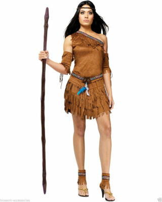 Mesdames 3 Pièce Rose Native Indian Squaw Pocahontas Fancy Dress - Foto 3