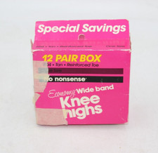 VTG No Nonsense Comfort Nylon Knee Highs K04 Tan Reinforced Toe One Size 12 Pair