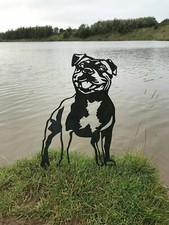 Staffordshire Bull Terrier Metal Dog Garden Art Silhouette Ornament Mild Steel