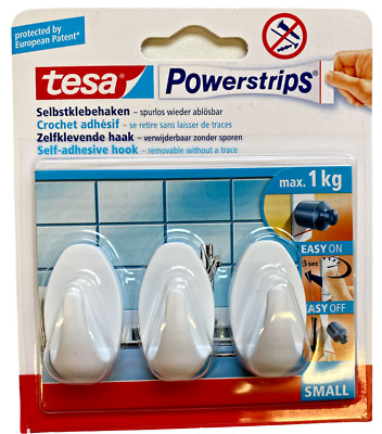 tesa Haken Powerstrip Small oval weiß Klebehaken Haushaltsklebeband 57533  3Stk.