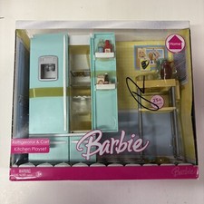 Barbie Home Refrigerator  Cart Kitchen Playset 2006 K8611 Terrier Puppy- Mattel