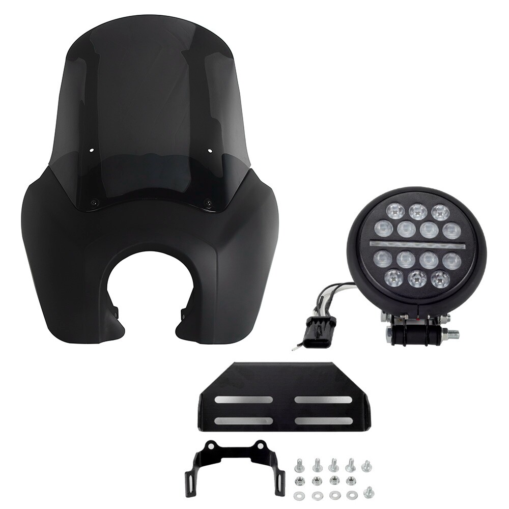 For Harley Softail Low Rider S FXLRS Fairing Windshield w/ 5.75'' LED Headlight