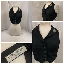 Travis Walker Vest Sz 4 Black 4 Button Women Nwt Ygi U1-170