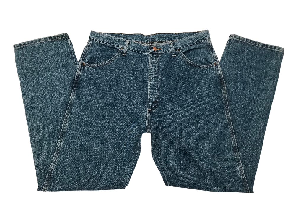 Rustler 87619SW Men's Stone Wash Blue Regular Fit Cotton Denim