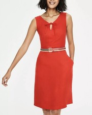 Boden Red Pop Rae Linen Dress Size 10R(US): 14R(UK)