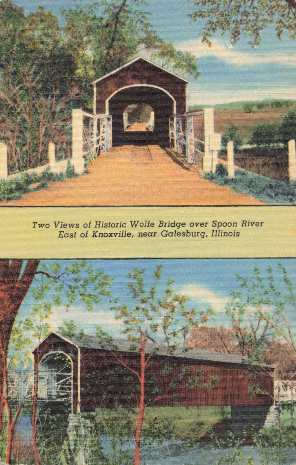 Postcard Wolf Bridge Spoon River Knoxville Galesburg Illinois IL eBay