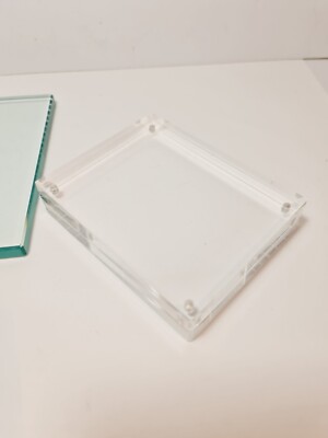 Doppelseitiger transparenter Acryl Magnet Fotoblock Bilderrahmen 9x11,5x2,6cm +