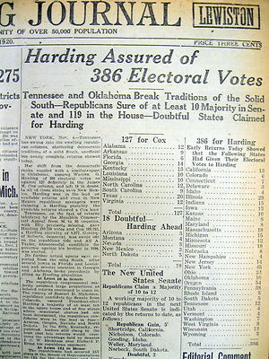 3 1920 newspapers REPUBLICAN WARREN HARDING is ELECTED PRESIDENT  Coolidge as VP