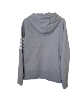 THOM BROWNE ZIP Unisex HOODIE w/ 4Bar Sleeve IN LIGHT GREY Size 4