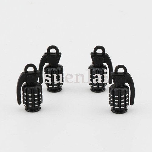 4pcs Black Grenade style Car Motorcycle Bike Tyre Tire Air Valve Dust Caps Stem - Picture 5 of 5