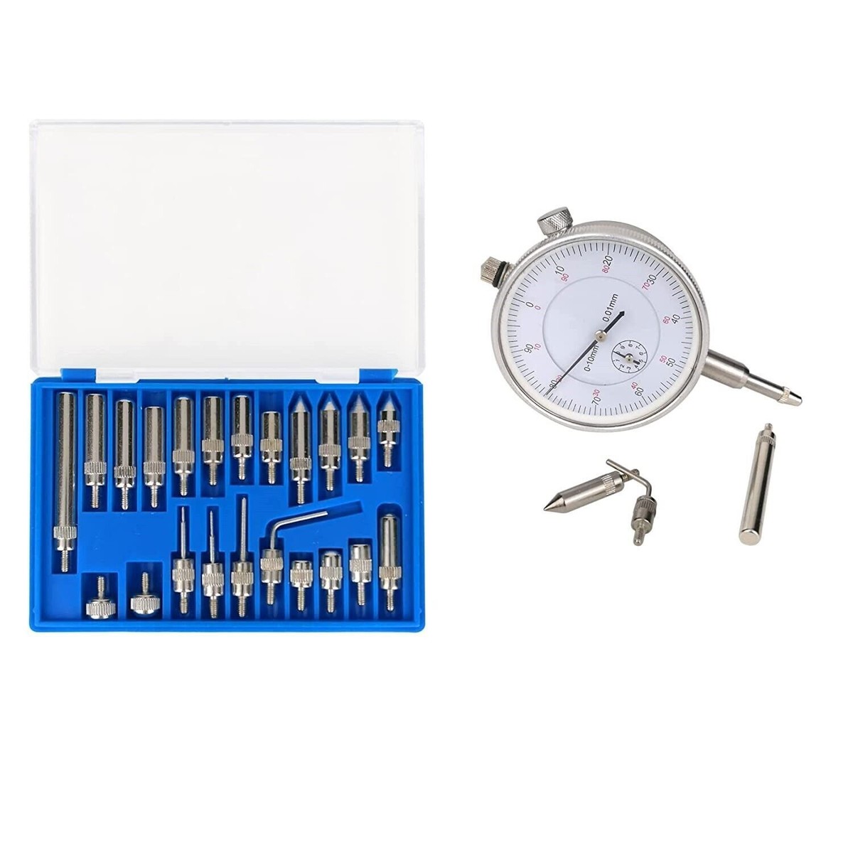 Base Magnetica Snodabile Con Comparatore Centesimale - 22 Puntalini Inclusi, Per Misure Di Precisione Fino A 0,01 Mm