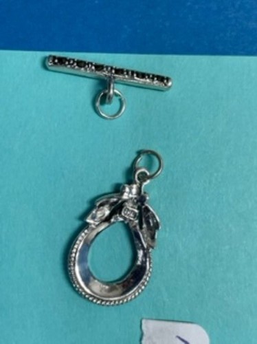 Sterling Silver and Marcasite Toggle Clasp Finding - 25 MM TEARDROP - NEW - Picture 3 of 4
