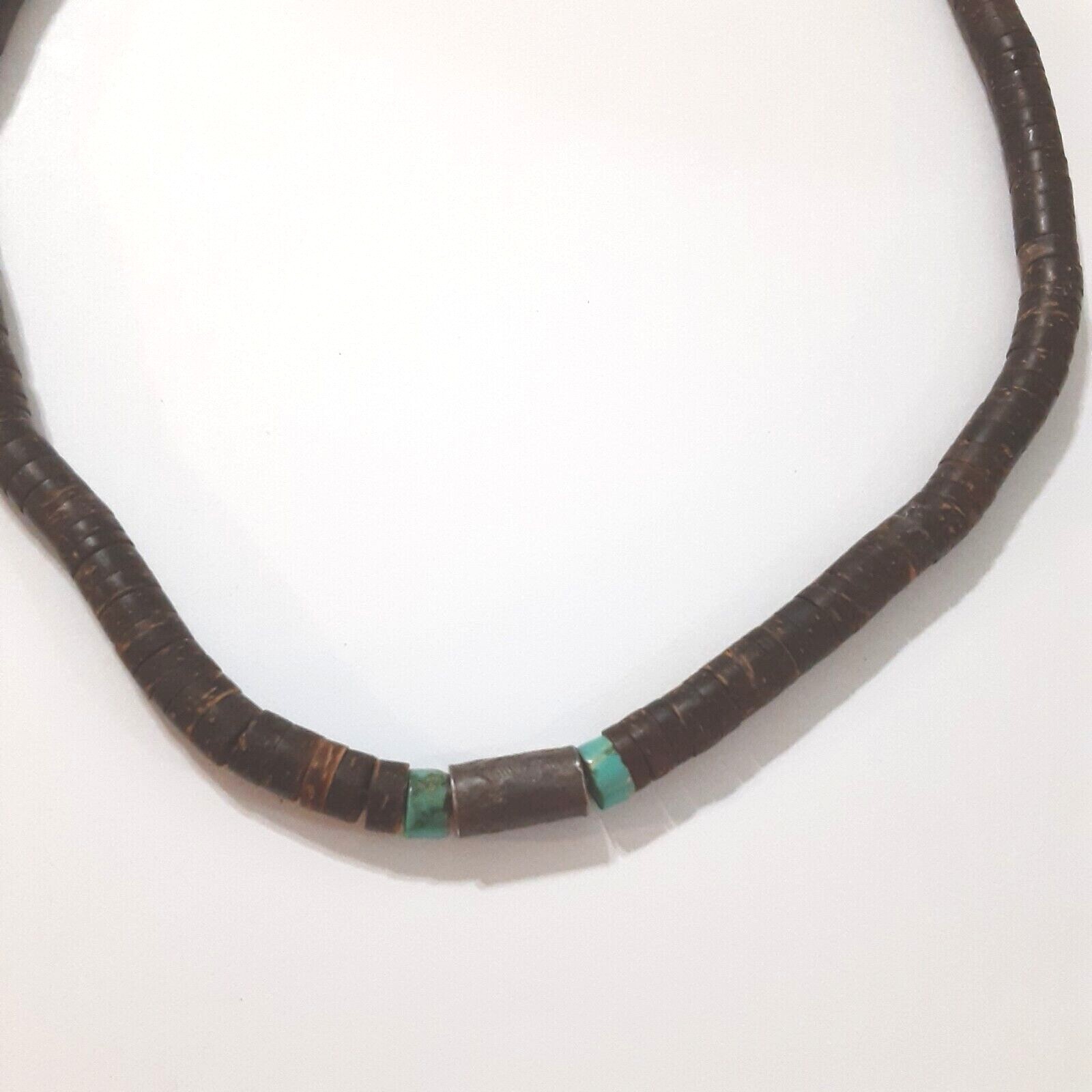 925 Silver Turquoise Coconut Shell Graduated Bead… - image 2