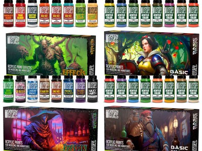 Green Stuff World Basic Colors, Special Effects Vol.1 + 2 Farbset Tabletop