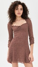 NWT! Reformation Remi Dress Choco Dot Long Sleeve Mini Dress Size 8