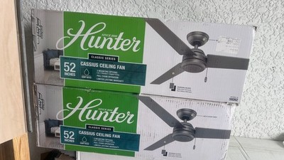 Hunter Cassius 52in Matte Silver Finish Ceiling Fan with Reversible Blades (1pk)