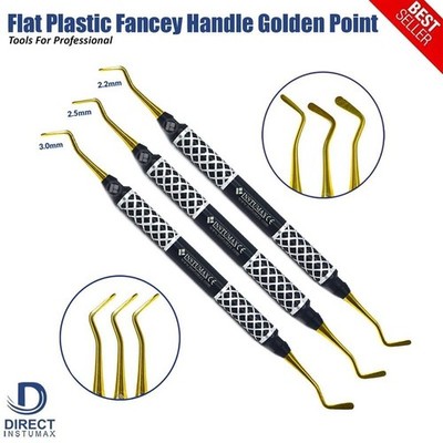 Set of 3 Dental Flat Plastic Filling Instruments Composite Gold Tips Restoration