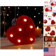 Battery-Powered Pink Glitter Marquee Heart Sign for Birthday & Wedding Decor