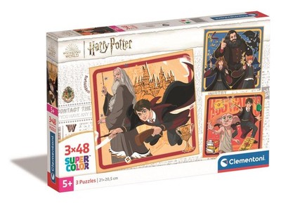 Square Harry Potter Super Color Jigsaw Puzzle, 3x48 Pieces - Clementoni