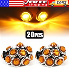 20X Chrome Amber Marker Light 3/4" LED Truck Trailer Round Clearance Side Lights