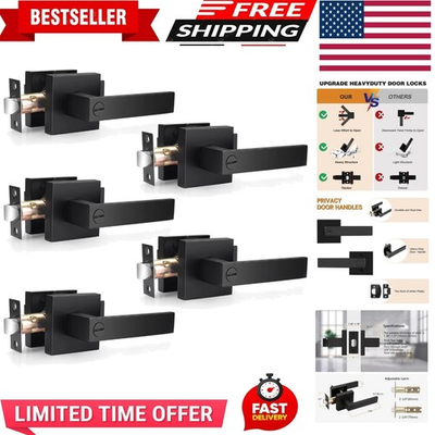 #ad 5 Pack Square Privay Levers for Bed and Bath in Matte Black Finish Heavy Du... $129.04