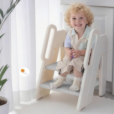 Foldable Toddler Step Stool, Adjustable 2-3 Step Kids Step Stools for Bathroo...