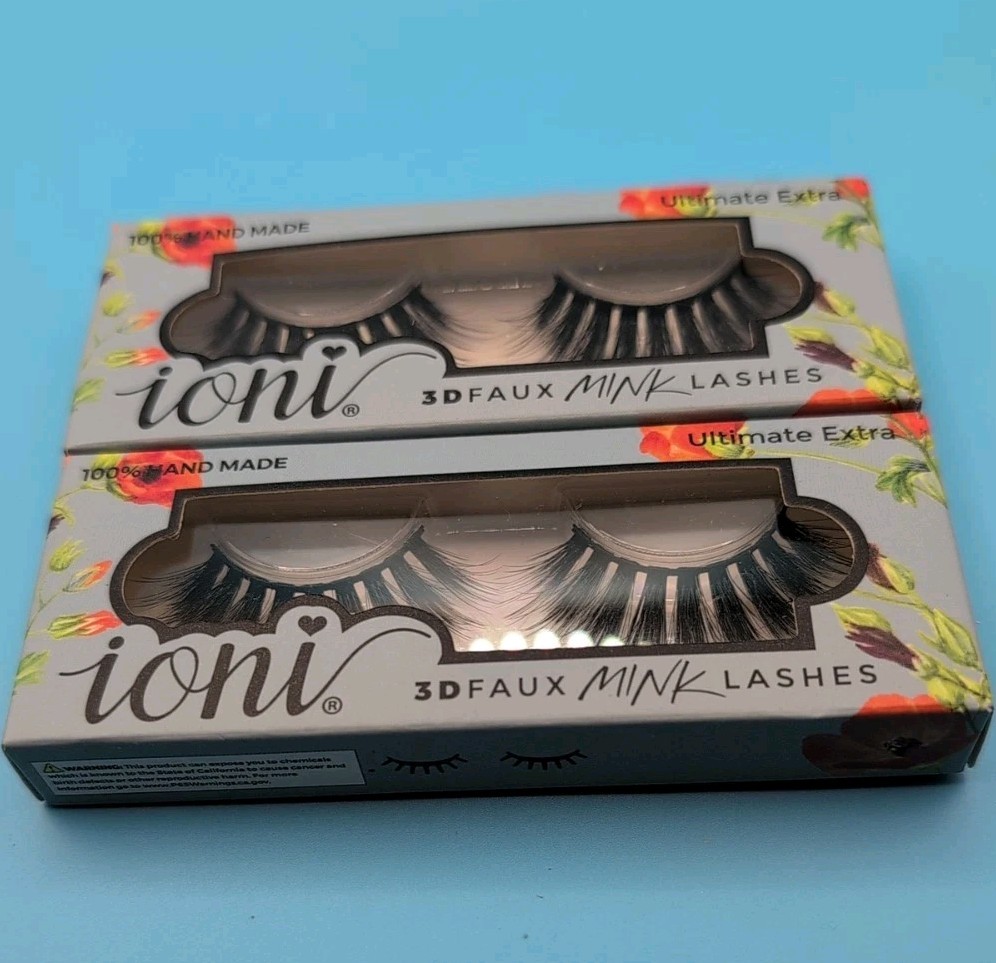 Lot/2 Ioni 3D Faux Mink Lashes Eyelashes Ultimate Extra Handmade Reusable New