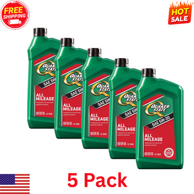 (5 pack) Quaker State All Mileage 5W-30 Motor Oil, 1 Quart