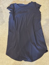 T by Talbots Shift Dress Womens L Navy Blue Short Sleeve Pockets JO5375 10/19