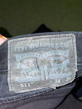 Imagen de Levi's Men's Black Slim Fit Denim Jeans Mid Rise Dark Wash 5-Pocket Zip