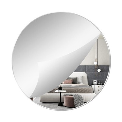 TSKDKIT 40cm runder Wandspiegel selbstklebend Kreisglas 40L x 40B cm, klar 
