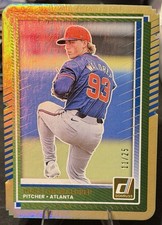 Atlanta Braves 2025 Panini Donruss Hurston Waldrep #58 Gold Die-Cut /25 (RC)