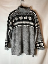 Morgan Sport Women’s Turtleneck Made In uSA Black Grey Sweater Medium