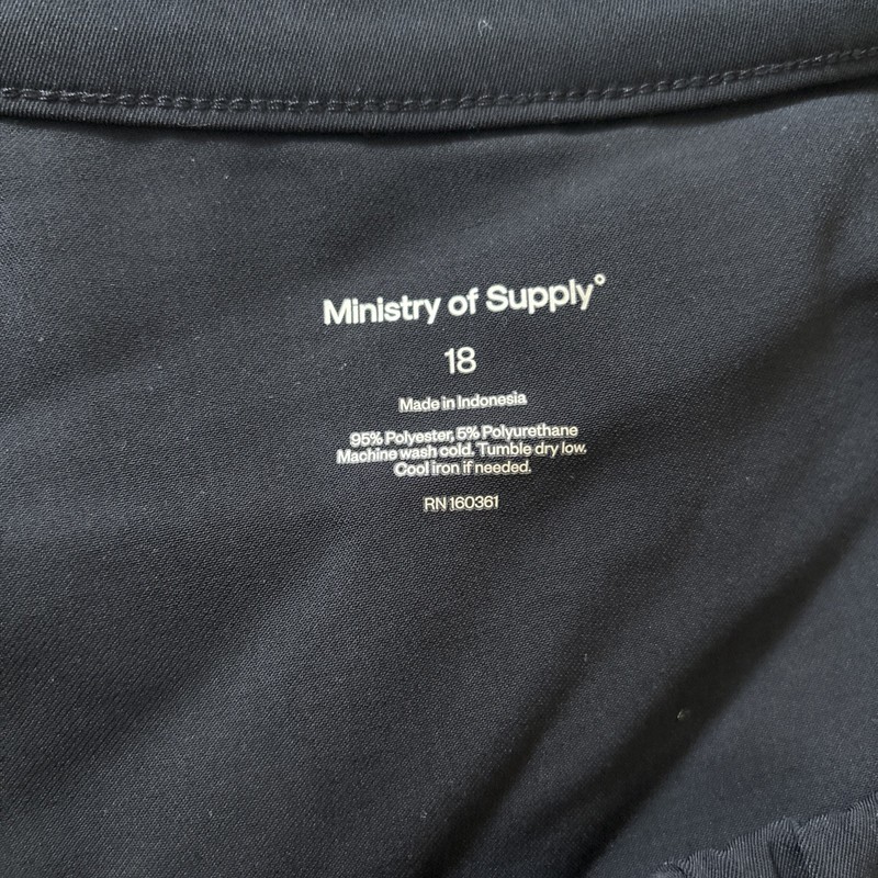 Ministry of Supply Primeflex Pull-On Pants Women Size 16 Black Travel Work