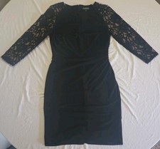 Lauren Ralph Lauren Eugenia Lace Sleeves Jersey Sheath Dress Womens 6 Black
