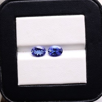 Blue Radiance~ VVS 2 Pcs Natural Tanzanite 7mmx5mm Oval Cut Loose Gemstones Lot