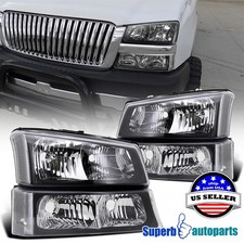 Black Headlightsbumper Lights Fits 2003-2006 Chevy Silverado 1500 2500 3500