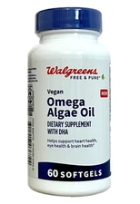 Vegan Omega Algae Oil for Heart, Eye & Brain Health W/DHA-60 SOFTGELS