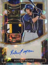 2023 Panini Select #SSS-RM Robert Moore Swatch Signatures Cracked Ice Prizm #/23