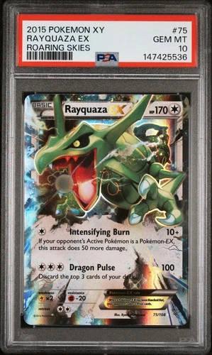 2015 POKEMON XY ROARING SKIES #75 RAYQUAZA EX PSA 10