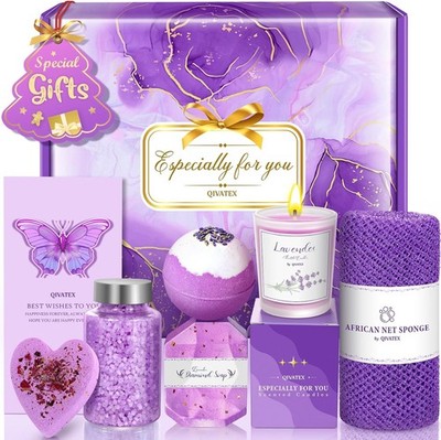 Lavendel Badebomben Set 7 Stück 100g für Frauen Geschenk Entspannung Pflege