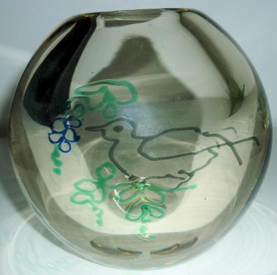 SELTENE VINTAGE RETRO SCHWERE TORA PORS KALMAR GLASBRUK SCHWEDEN KUNST GLAS SIGNIERT VASE
