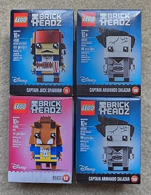 LEGO BRICKHEADZ DISNEY Jack Sparrow 41593, Armando Salazar 41594 x2, Beast 41596