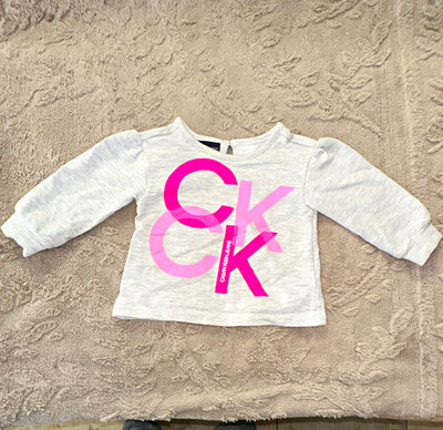 Calvin Klein Jeans Girls Pink Fleece Logo Hooded Hoodie Ruffle Snap 12M