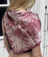 Vintage Smithsonian Institution 100% Silk Scarf 31" Large Floral