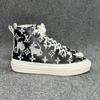 Louis Vuitton Catogram Stellar Sneaker Womens Size 38 Black White High Lace Shoe