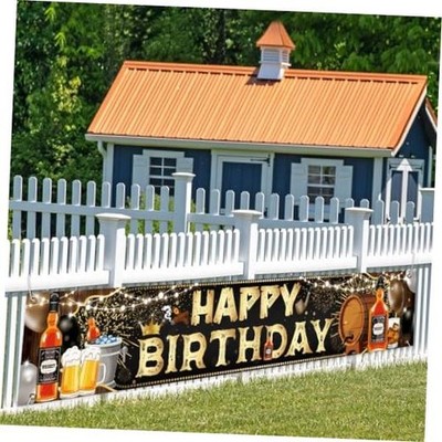 Whiskey Birthday Party Decorations for Men,Large Black Gold Aged to WSJ